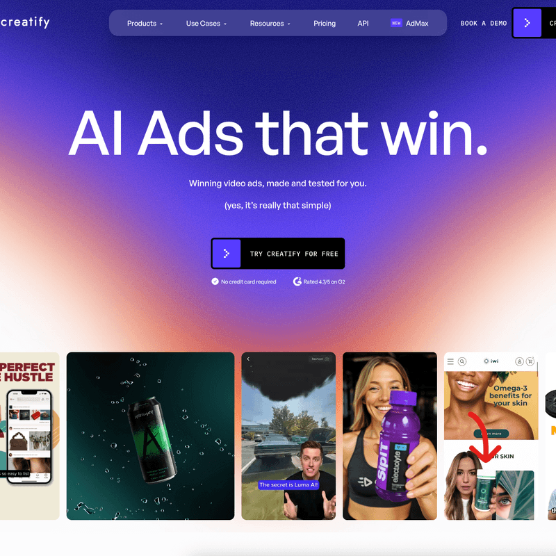 Creatify AI by Creatify AI - AI-powered video ad generator that transforms product URLs into high-converting video ads using ultra-realistic avatars - Screenshot of the Creatify AI interface showing URL to Video, AI Avatars, Script Generation features for Marketing, Video, Creative, Design workflows