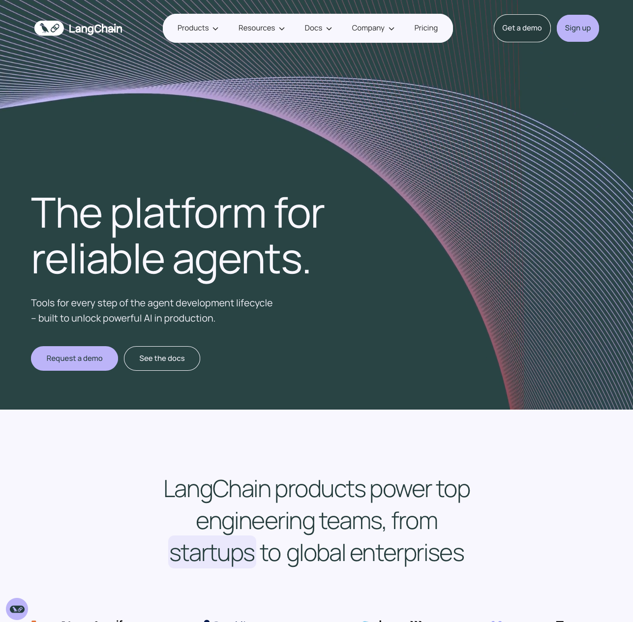 LangChain by LangChain Inc. - Open source framework for building applications with large language models through composable components and chains - Screenshot of the LangChain interface showing Model Agnostic, Chains & Agents, Vector Stores features for Development, AI Infrastructure, Open Source workflows