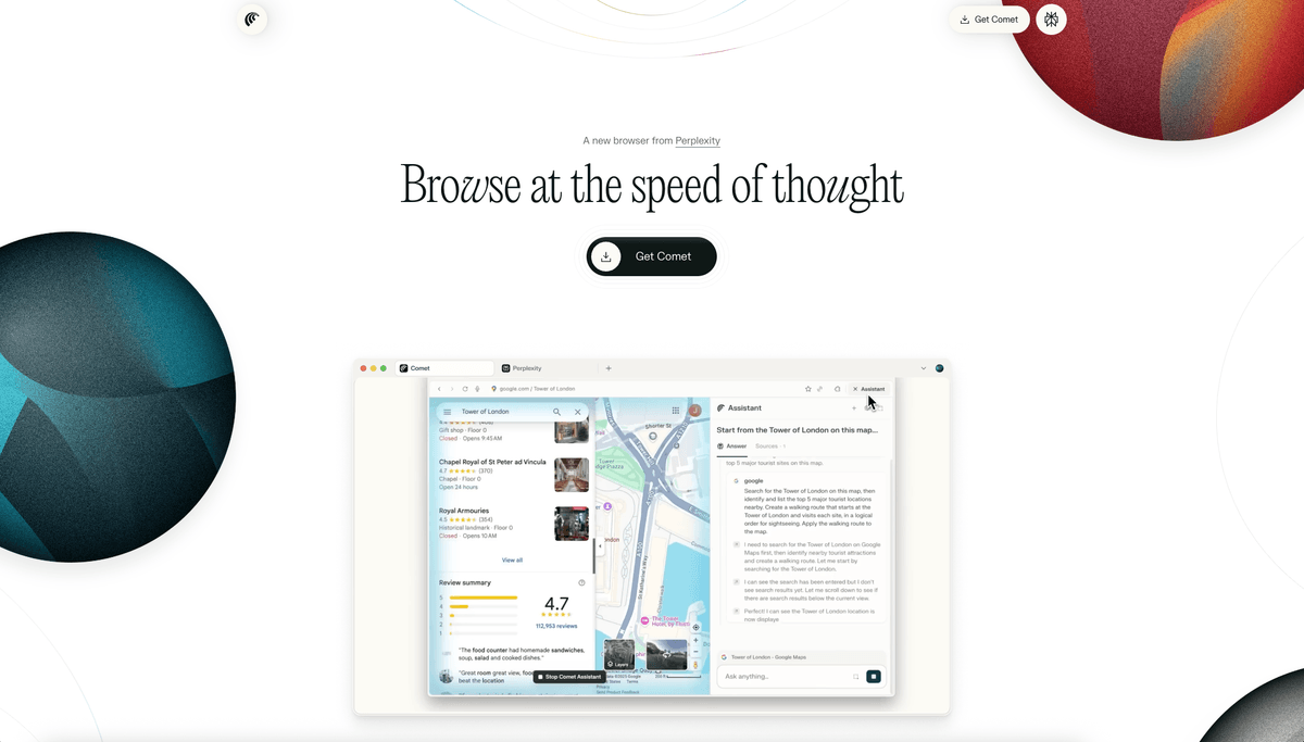 Perplexity Comet interface